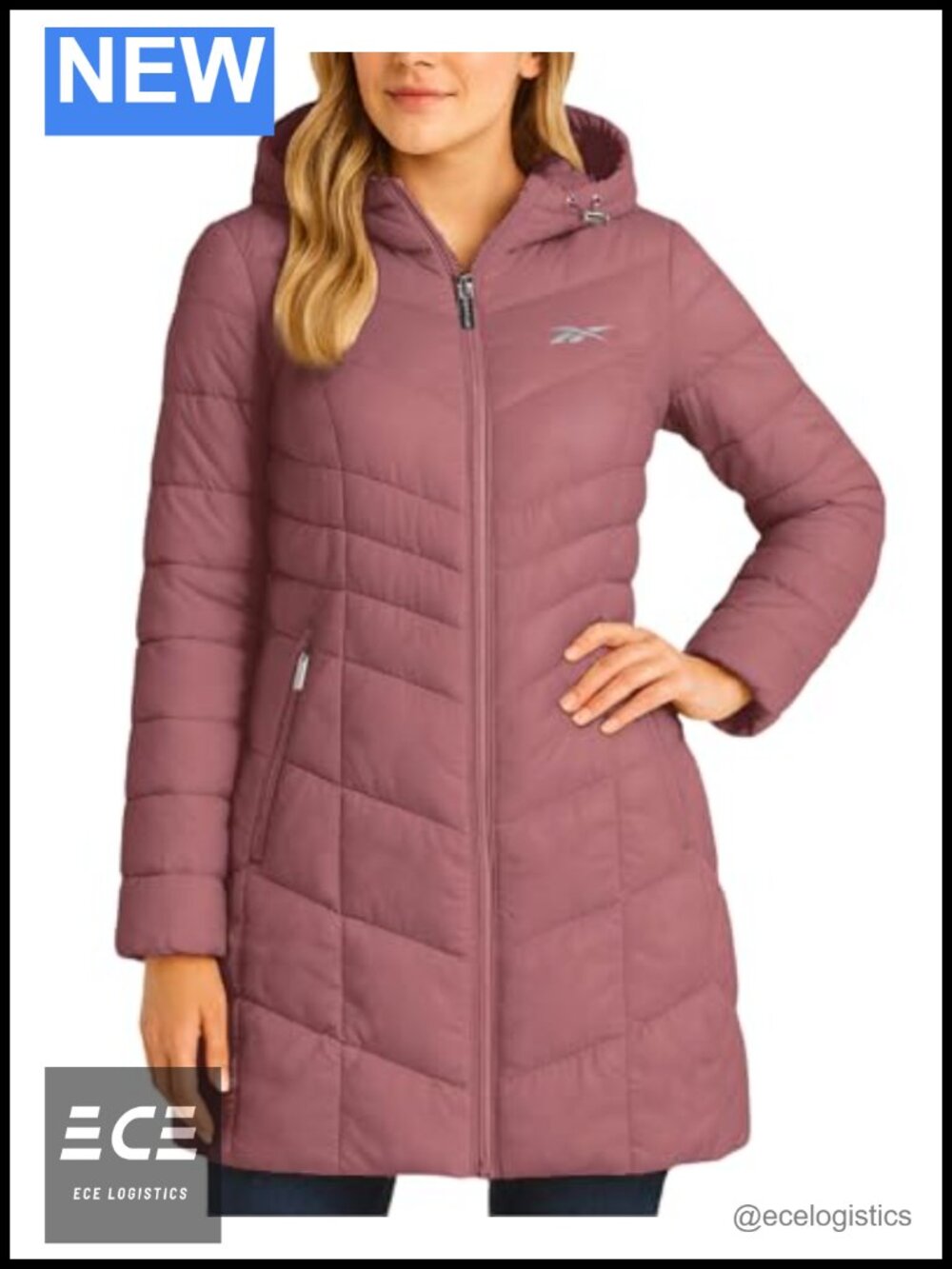 Reebok Long Quilted Puffer Parka Lightweight Winter Coat Women's
